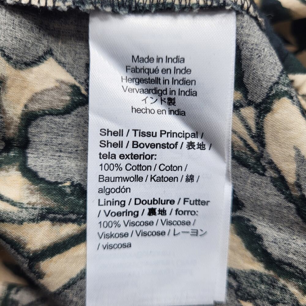 J Crew Meadow Dress Cotton Poplin Floral Black Tan Smock Puff Sleeve XL Tall - Picture 11 of 12